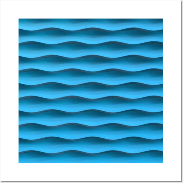 Wave Rows Blue Wall Art by AKdesign